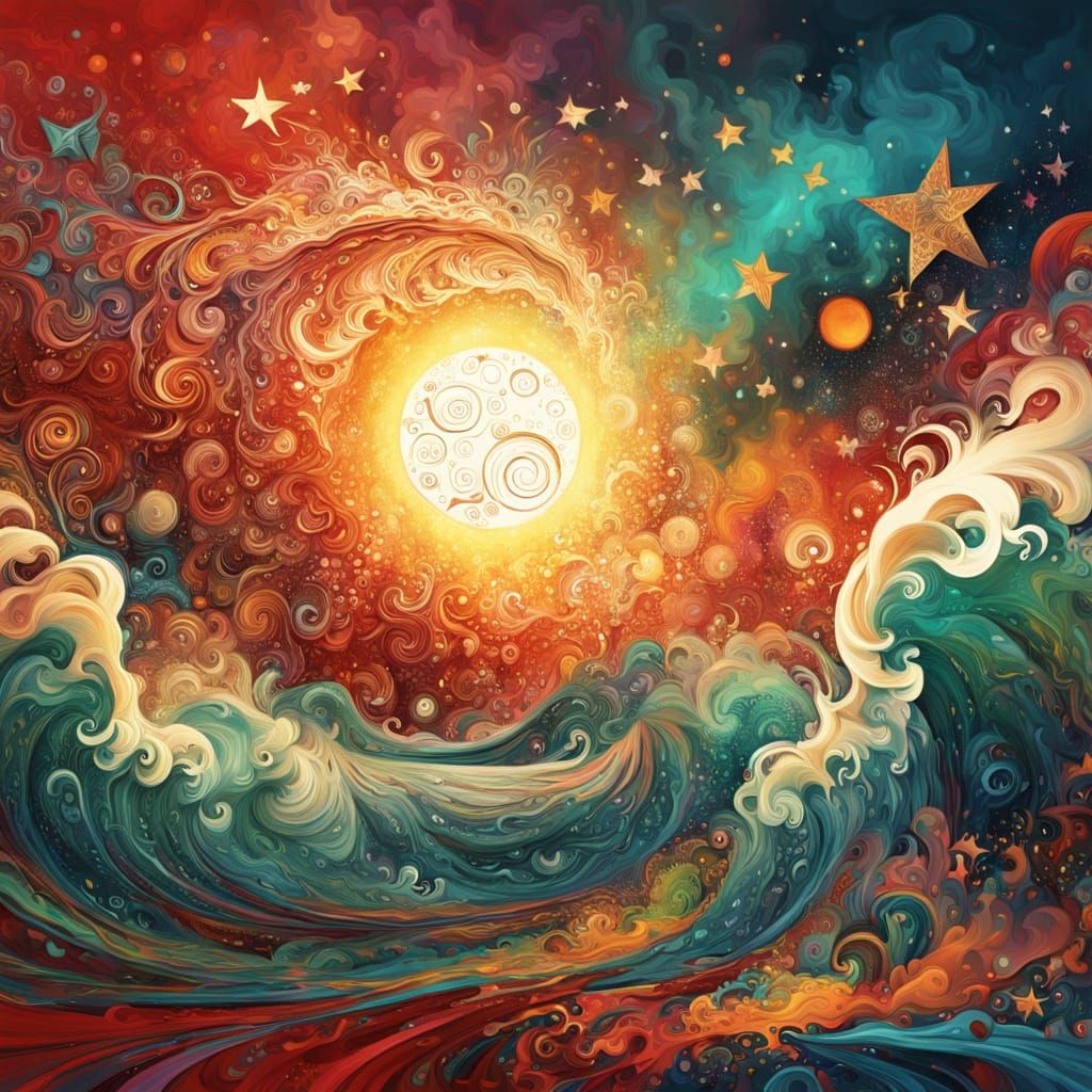 Magical Universe Sunset: Expressionist Van Gogh Style