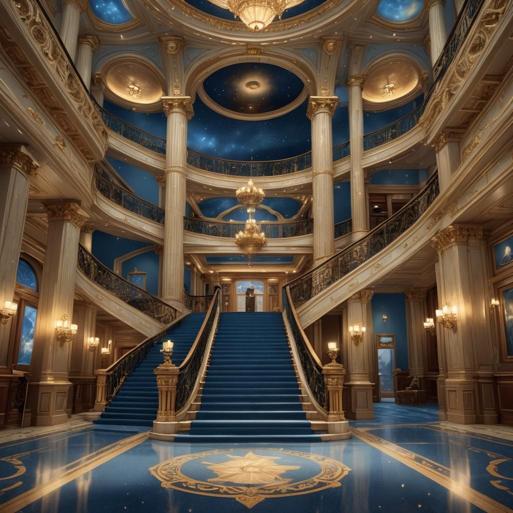 Titanic's Grand Staircase in Ornate Digital Painting
