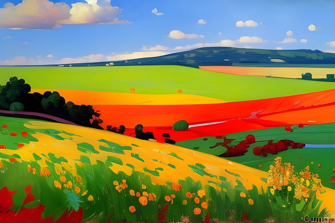 Floral Spring Landscape in Expressionist Style