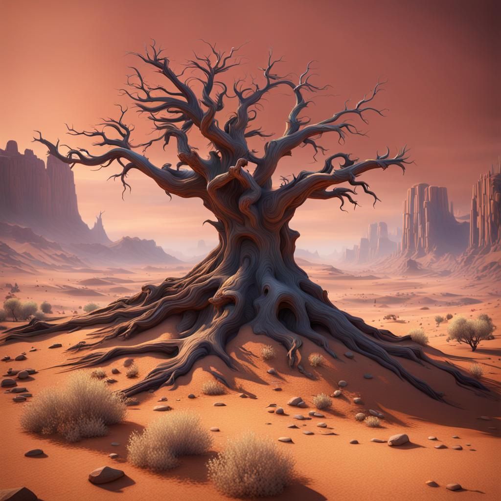 Barren Landscape with Dead Tree: Matte Painting