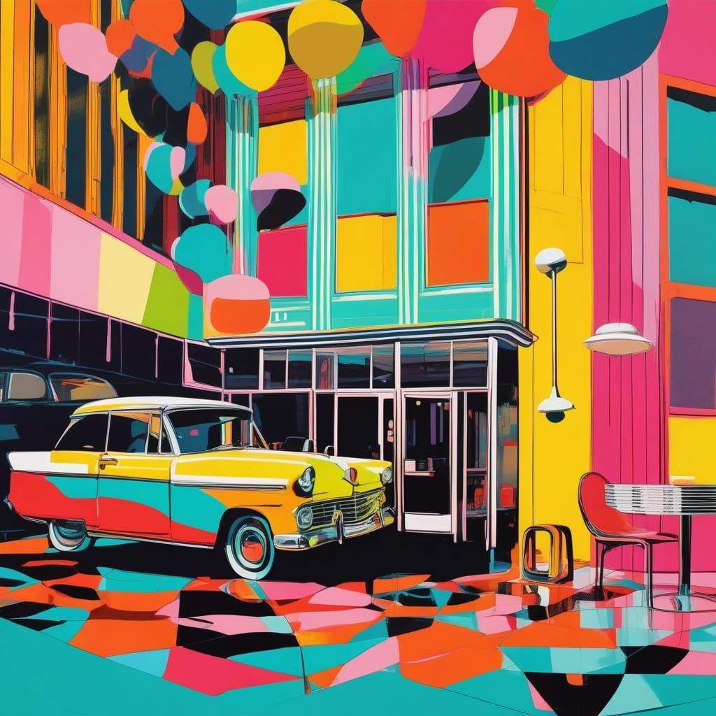 Retro Diner Still Life in Vibrant Pop Art Style