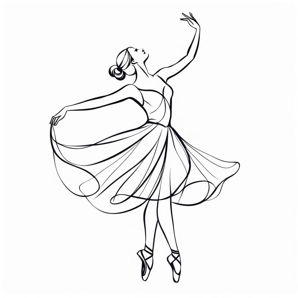 Minimalist Ballerina Line Art Silhouette