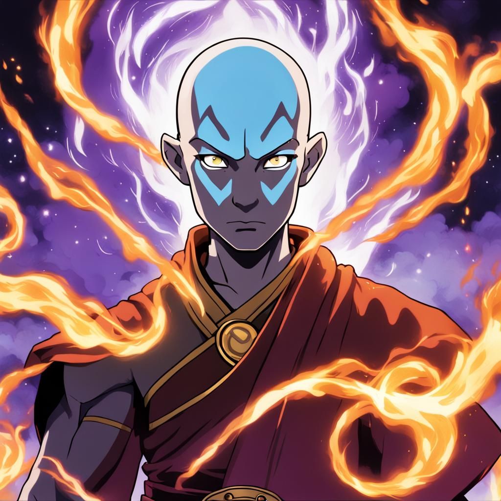 Avatar Aang Unleashes Purple Fire
