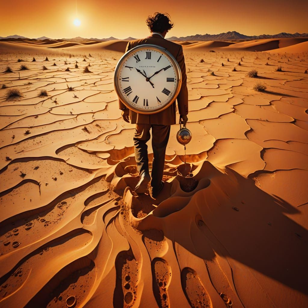 Surreal Desert Meltdown in Vibrant Orange