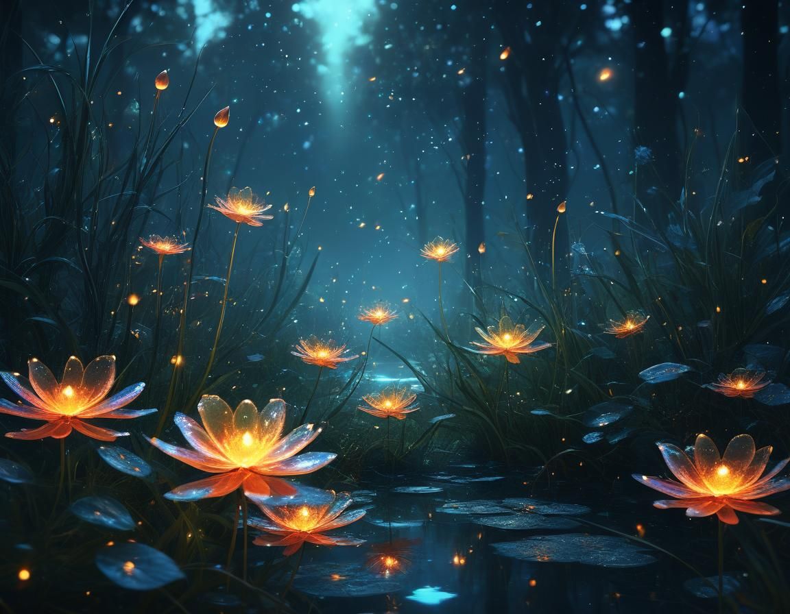 Ethereal Floral Abstract: Magical Shimmering Art