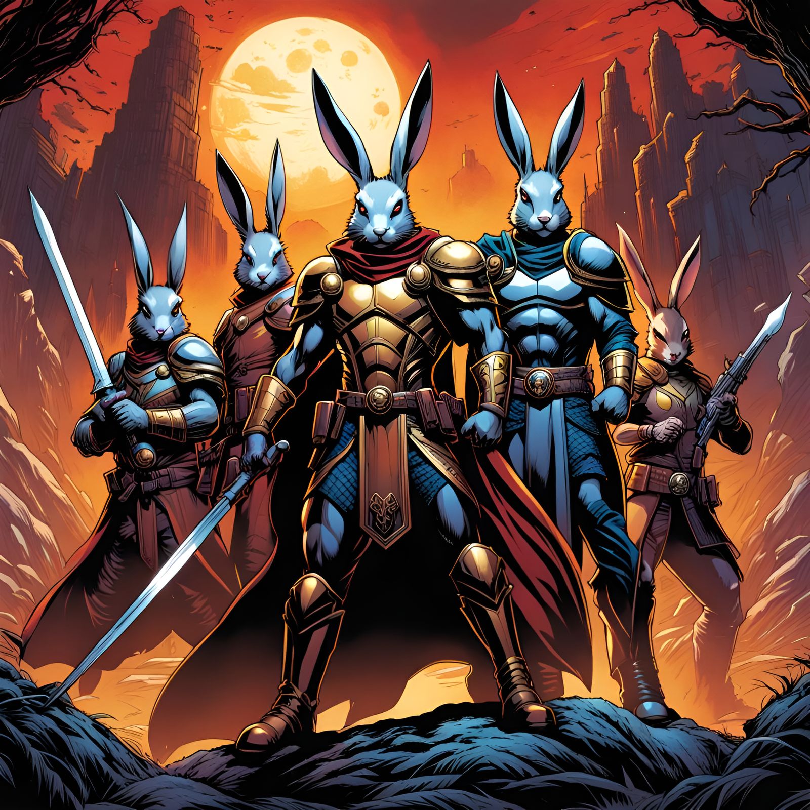 Warrior Rabbits Comic Book Cover Art