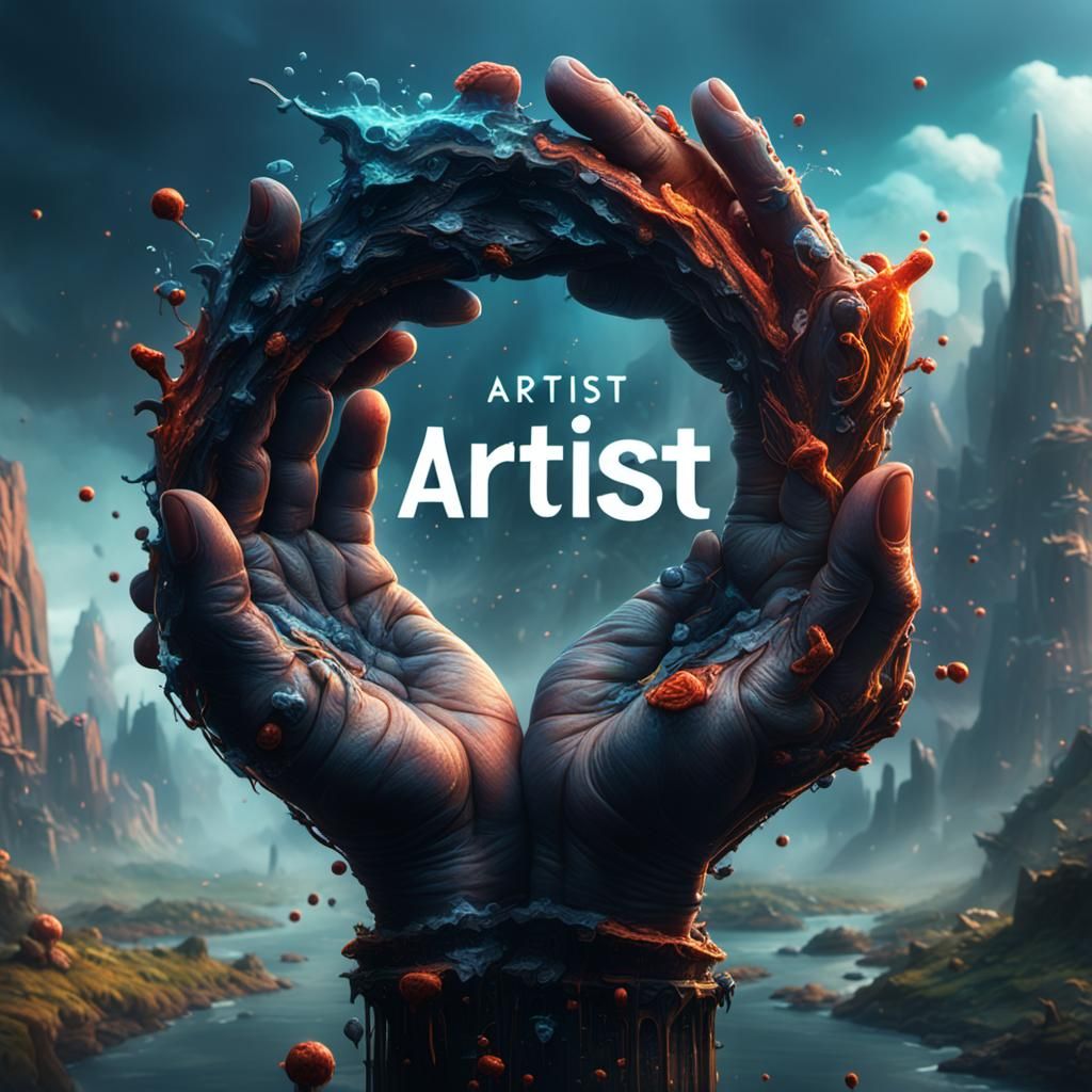 Hand Holding Artist Sign: Detailed Matte Painting