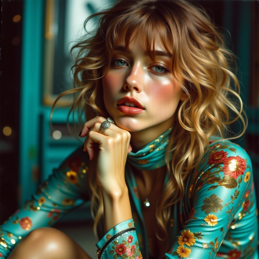 French Cyclist Posing at Dawn in Vibrant Colors