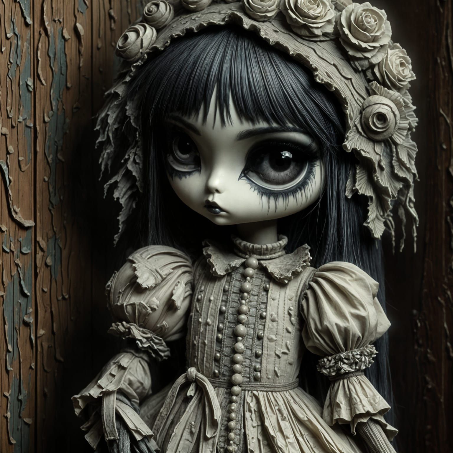Burtonesque Porcelain Doll of Sorrow and Wonder