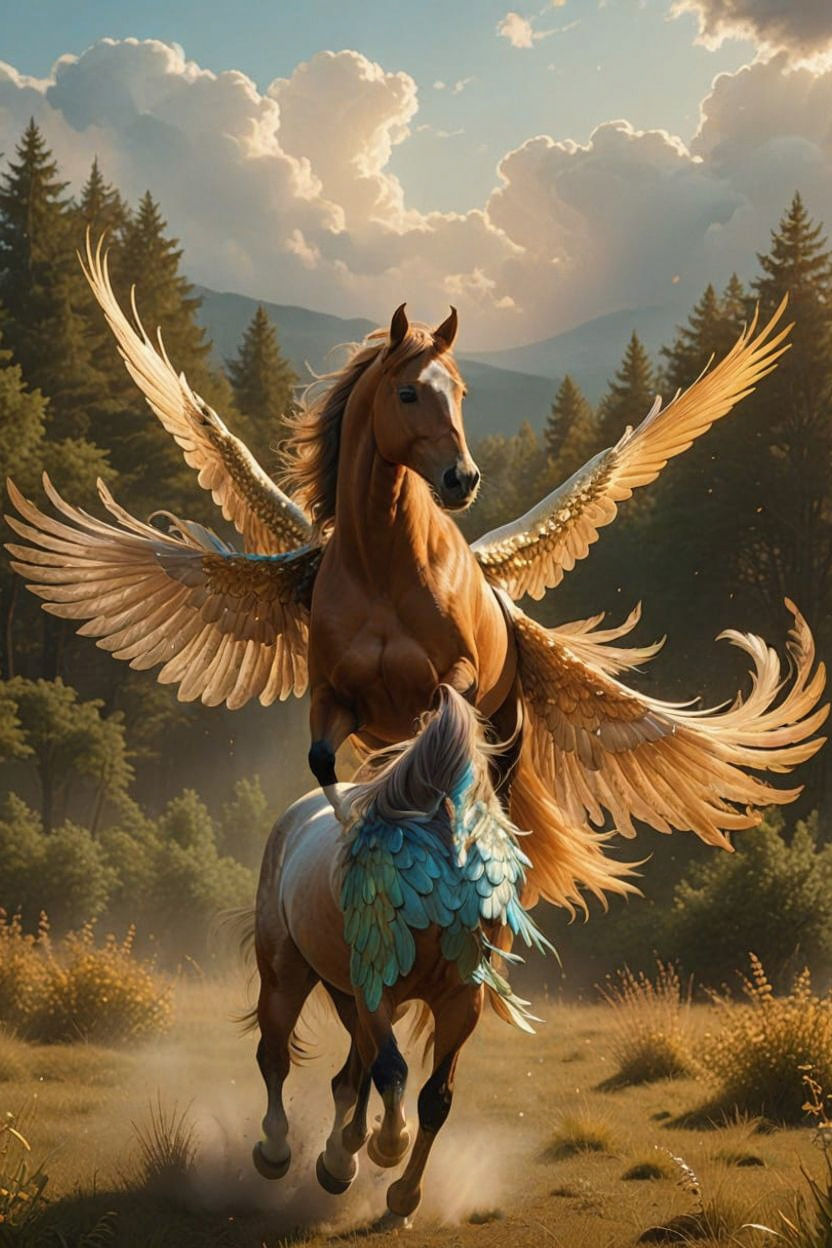 Girl with Flying Horse: An AI-Generated Surprise