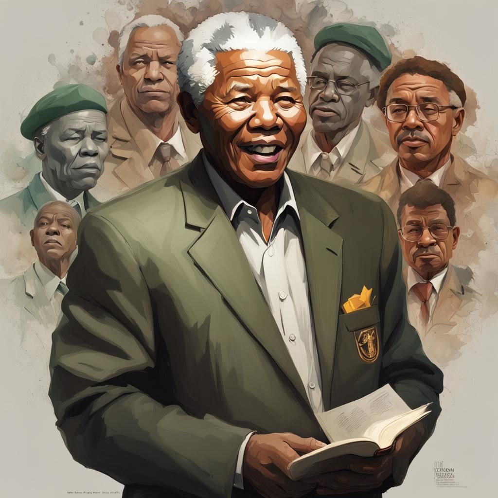 Nelson Mandela Teaches Reading: Hyperdetailed Portrait