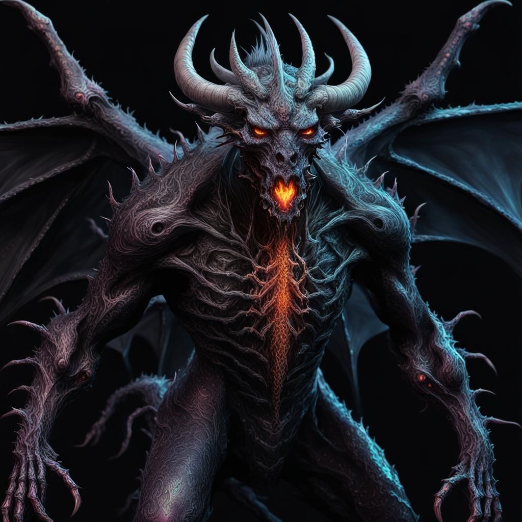 Cursed Hybrid Undead Dragon Bull in Surrealist Style