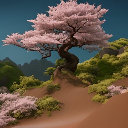 Detailed Japanese Sakura Tree Matte Painting