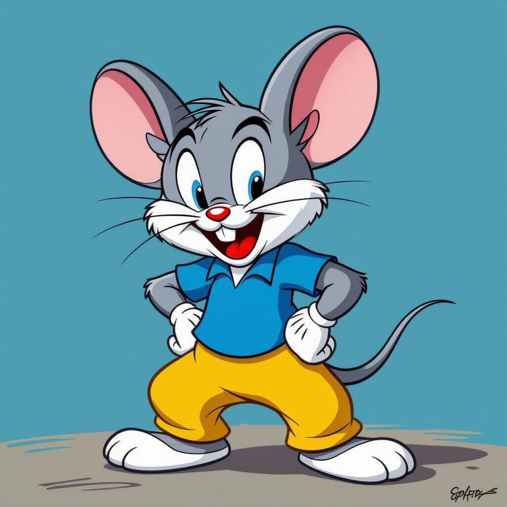 Jerry Mouse in Classic Cartoon Style