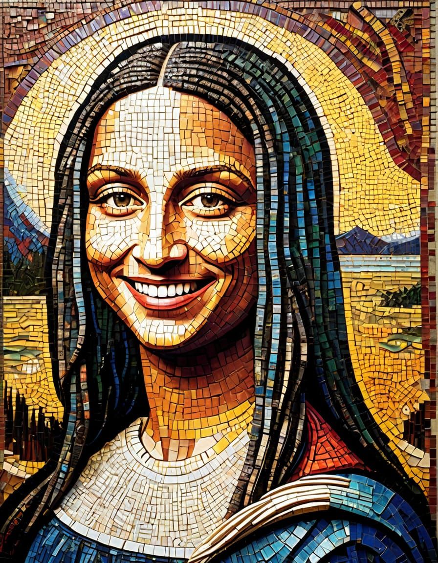 Mosaic Mona Lisa Portrait with Dreads