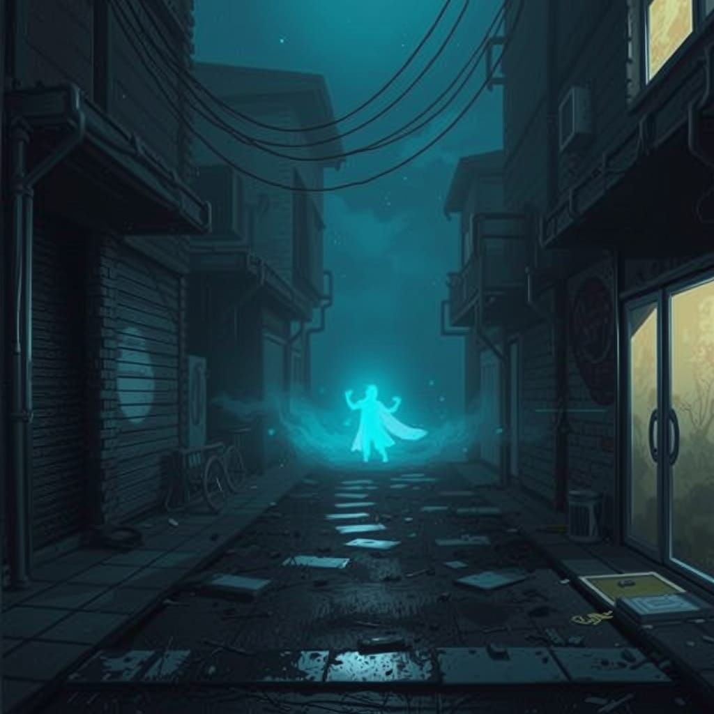 Ghostly Spirit Unleashes Dark Energy in Vibrant Anime Style