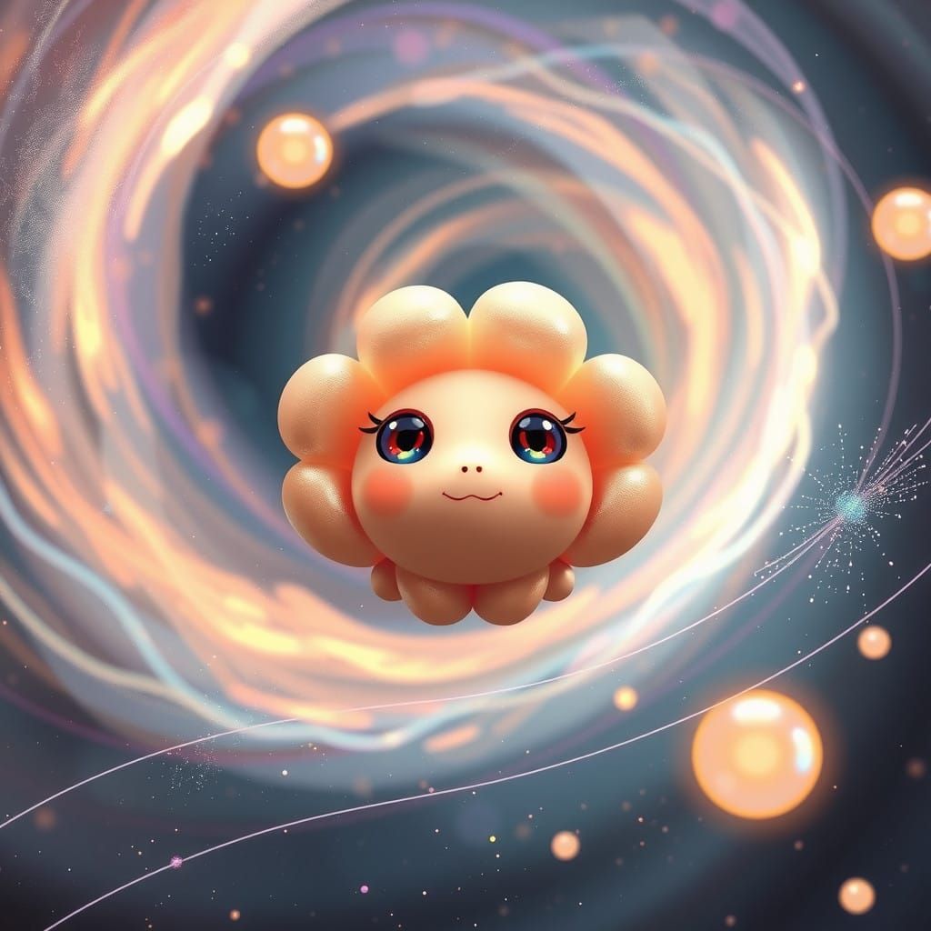 Whimsical Flower Alien in Cosmic Vortex