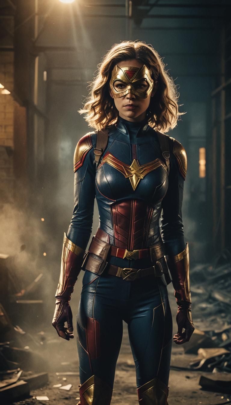 Heroic Flash Girl in Gritty Cinematic Style