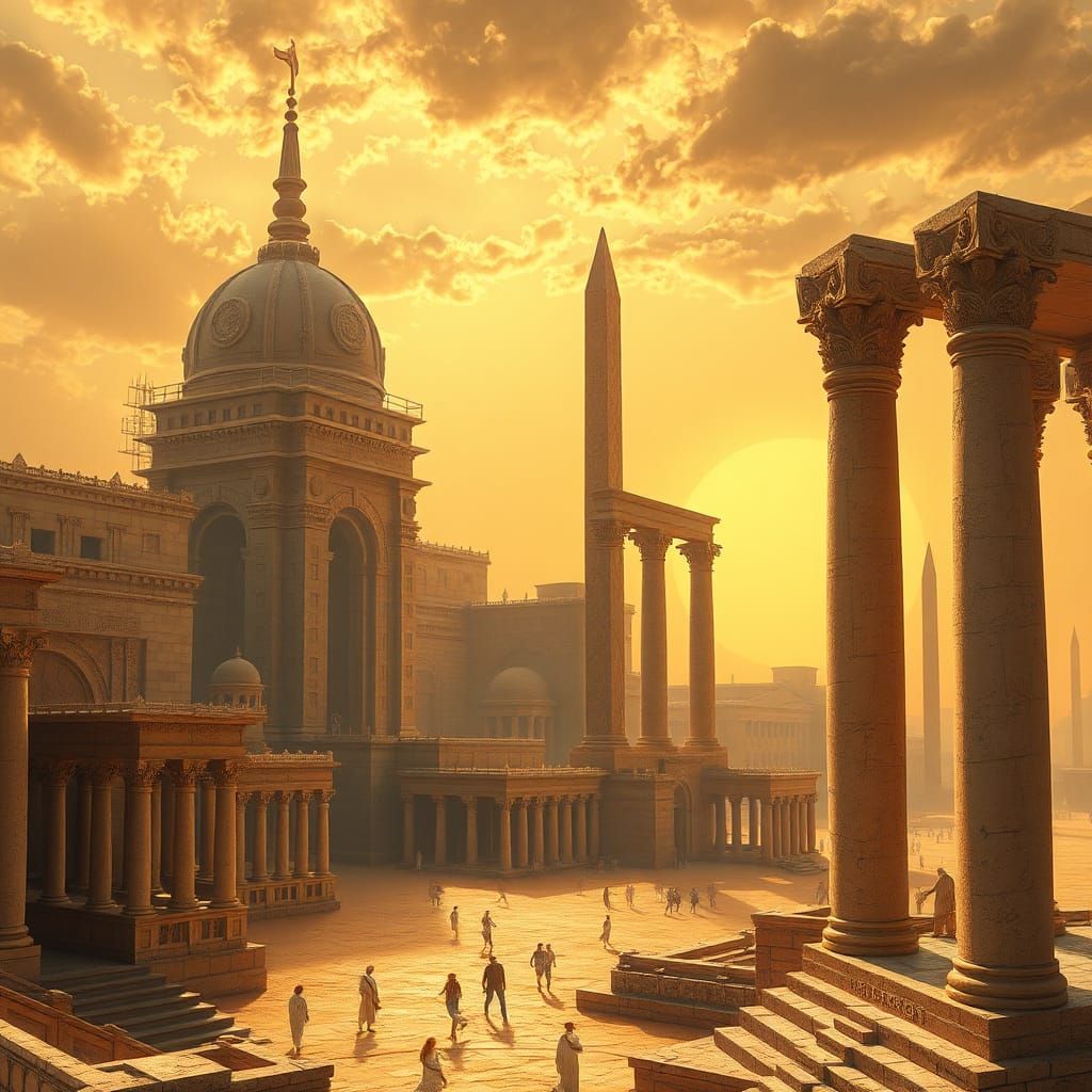 Alexandria Cityscape at Sunset in Dreamy Style