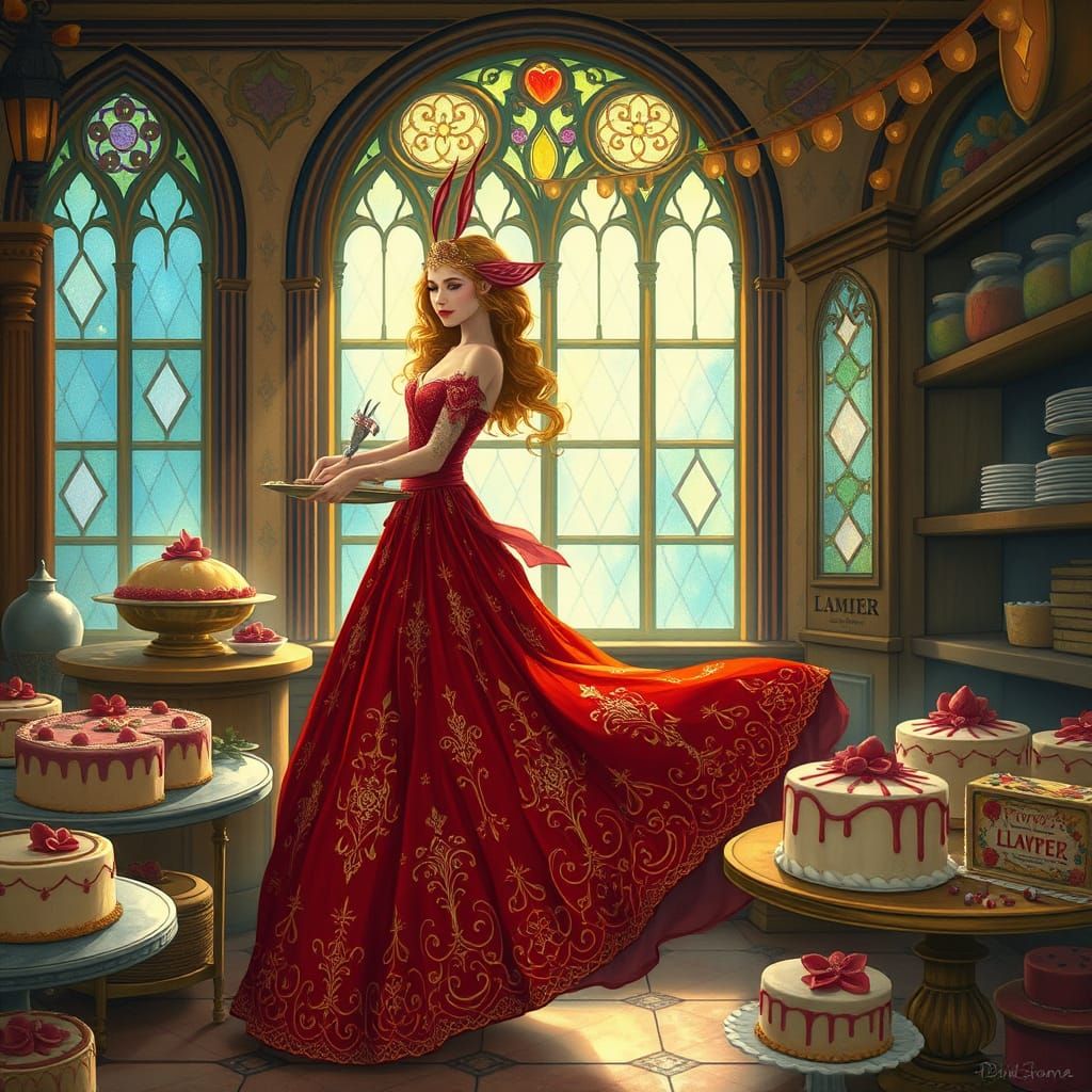 Whimsical Fae Baker in Stained Glass Bakery