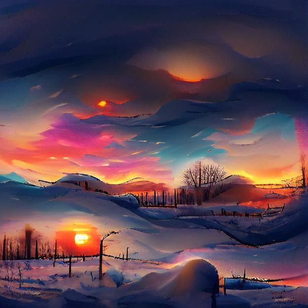 Simple Winter Sunset Scene