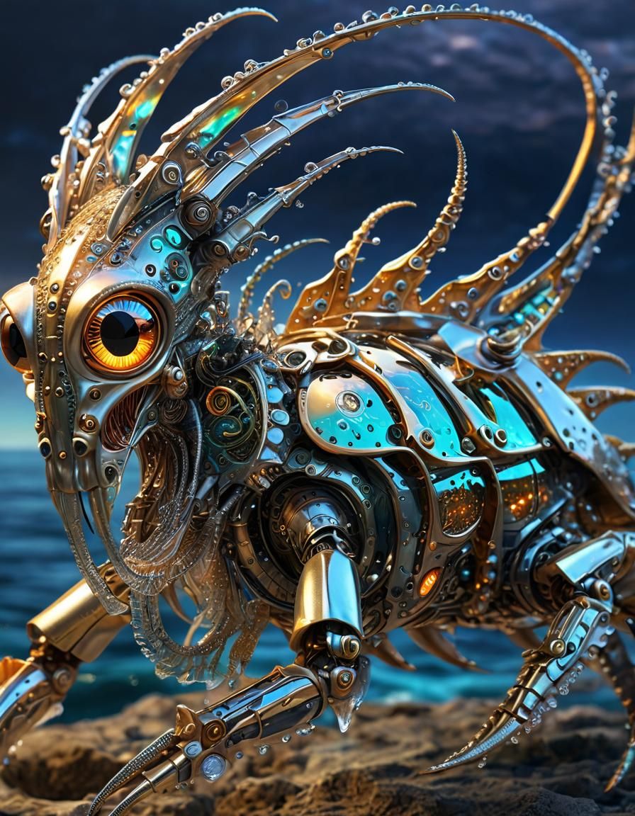 Steampunk Cyborg Nautilus Squid Dragon