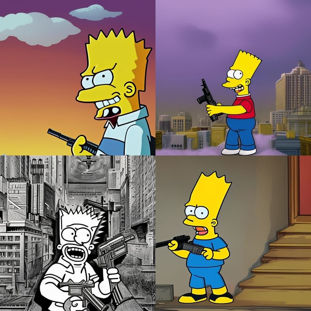 Bart Simpson with a Gun: Digital Matte Painting