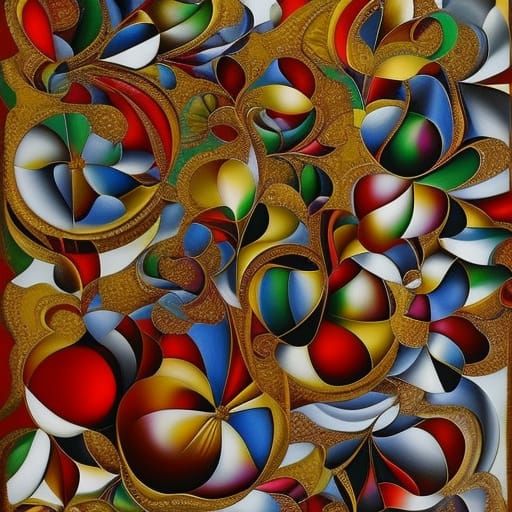 Abstract Jewels on Beach in Postmodern Digital Art