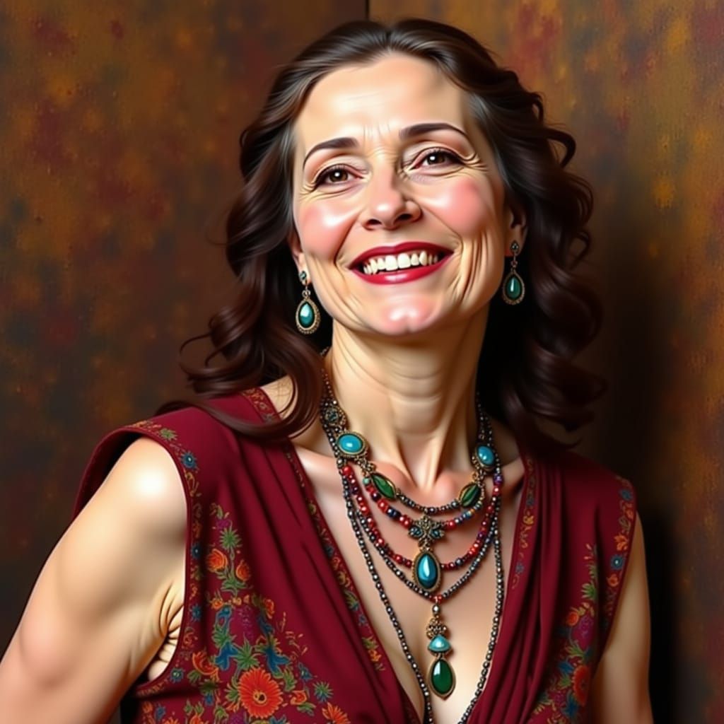 Bohemian Woman Portrait in David C. Driskell Style