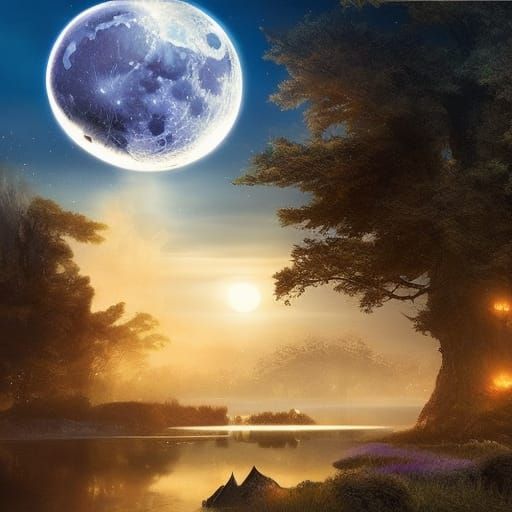 Fantasy Bayou Landscape with Iridescent Magic