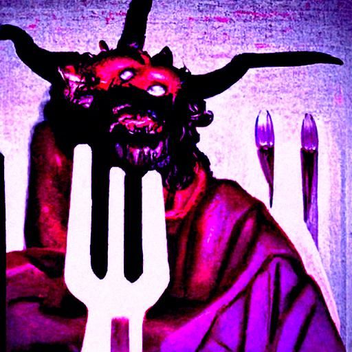 Demons' Macabre Supper: A Dark Religious Scene