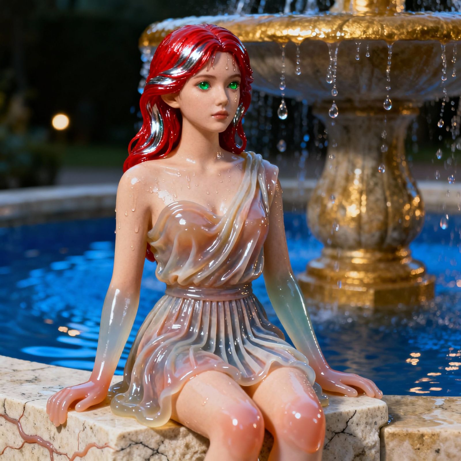 Hyperrealistic Statue of Redhead with Green Eyes