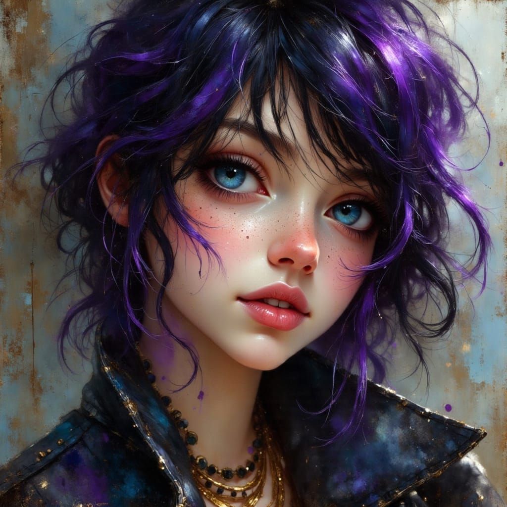 Sassy Punk Teen Portrait with Ethereal Magical Aura
