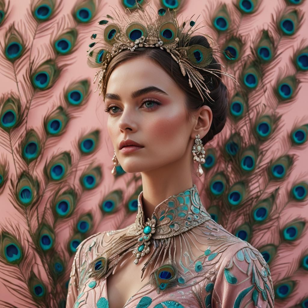 Peacock Woman Vogue Cover in Pastel Hues