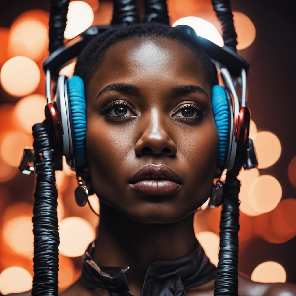 Glamorous Black Model in Zip-Up Attire