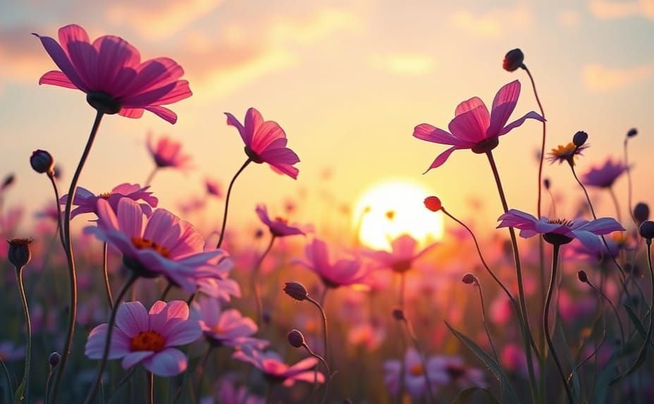 Vibrant, Shimmering Flowers in Soft Impressionist Pastels