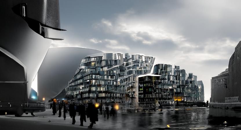 Futuristic Post-Apocalyptic City in Noir Style