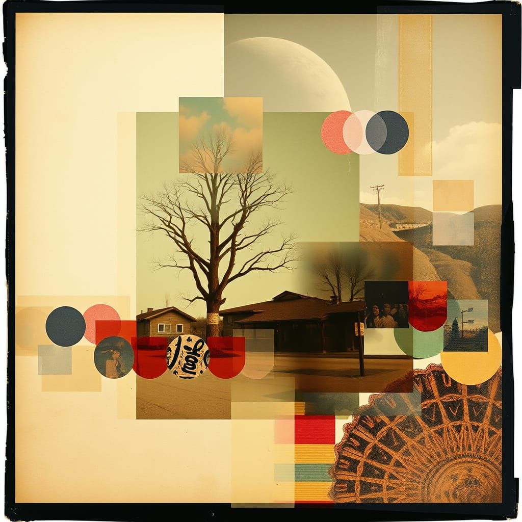 Nostalgic Memoryscape with Mixed Media and Textile Patterns