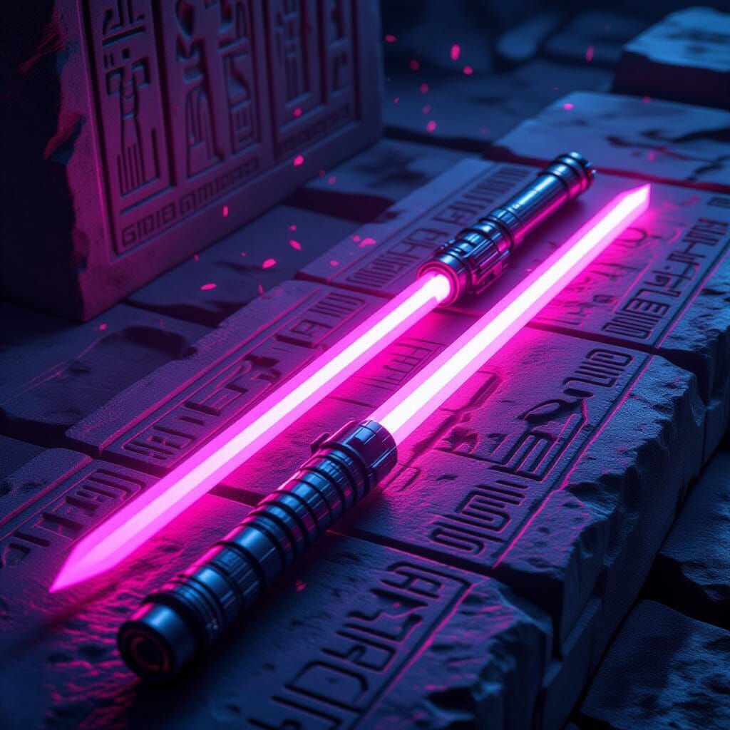 Double-Bladed Lightsaber on Stone, Concept Art