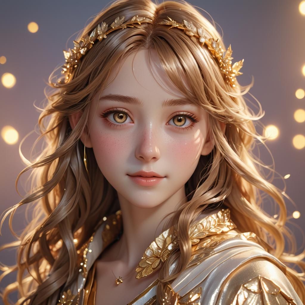 Anime Portrait of Angelic Woman with Hazel Eyes