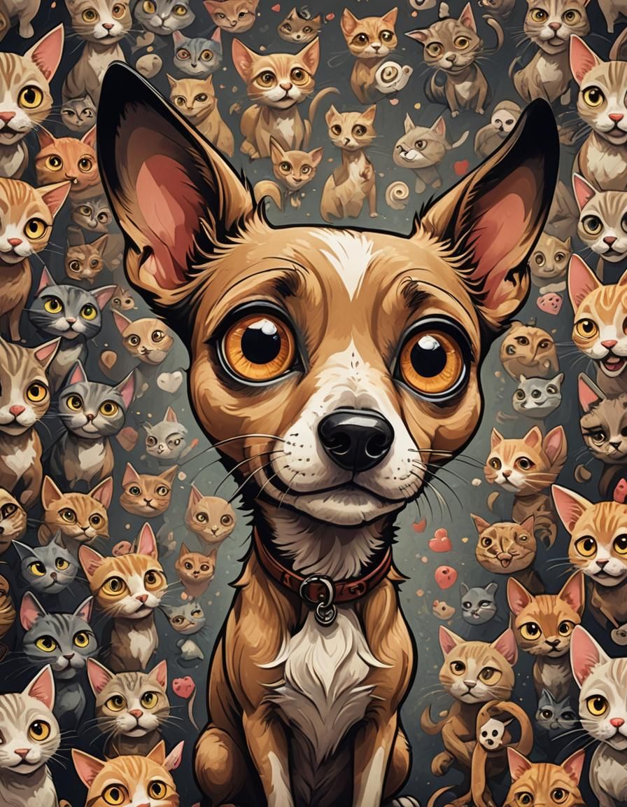 Hound's Unhinged Love: A Detailed Cartoon Illustration