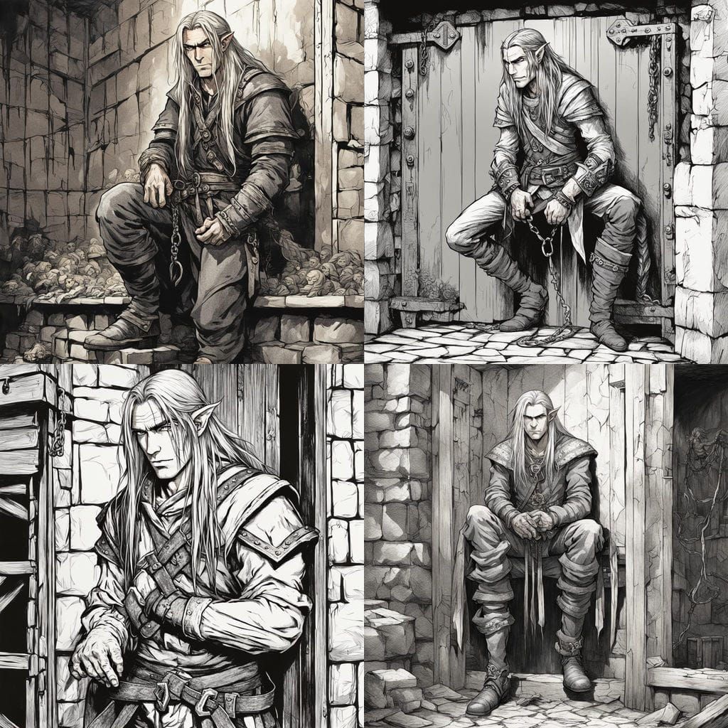 Tortured Elf Prisoner in Dark Dungeon