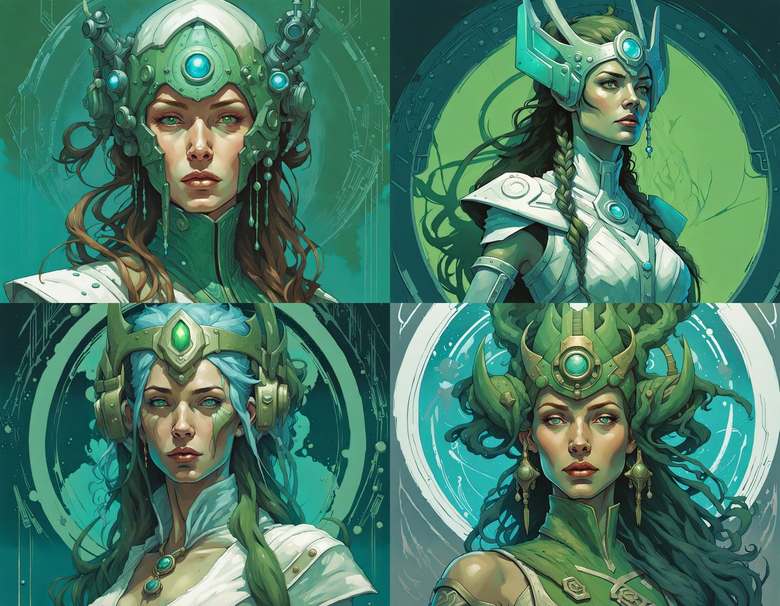 Cyberpunk Space Elf Priestess Portrait