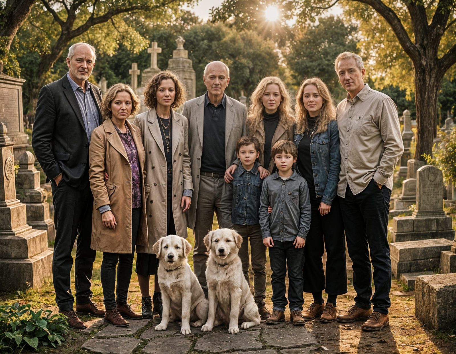 Touching Family Funeral in Golden Light