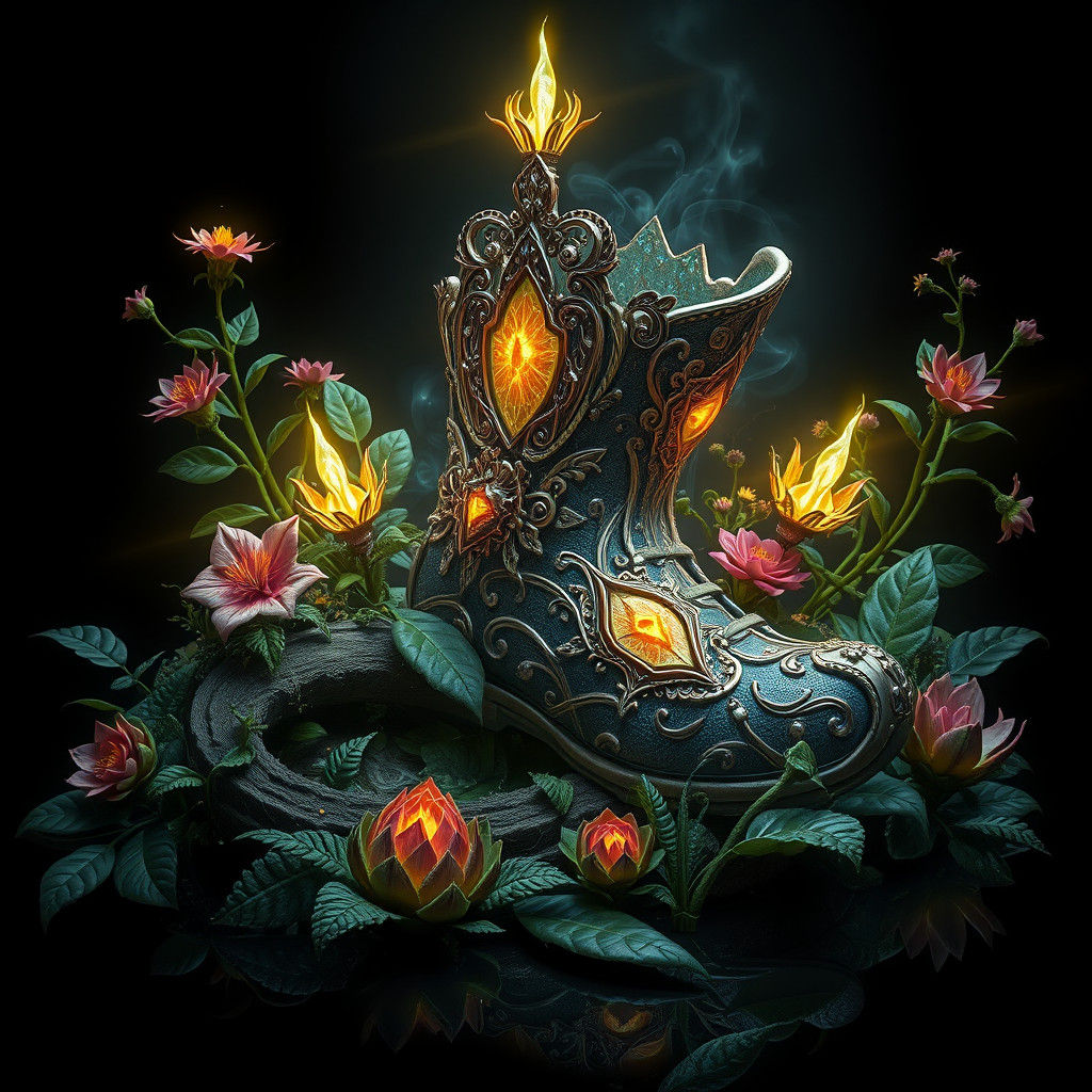 Majestic Runed Shoe in Detailed Matte Painting Style