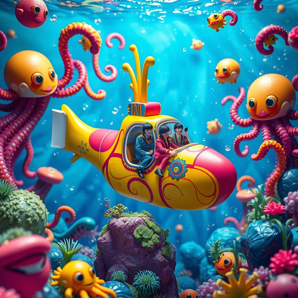Psychedelic Submarine Voyage in a Surreal Sea of Green