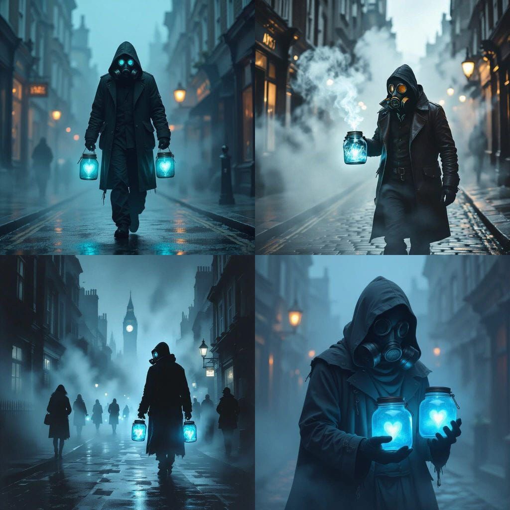 Man in Gas Mask Steals Breaths in Foggy London