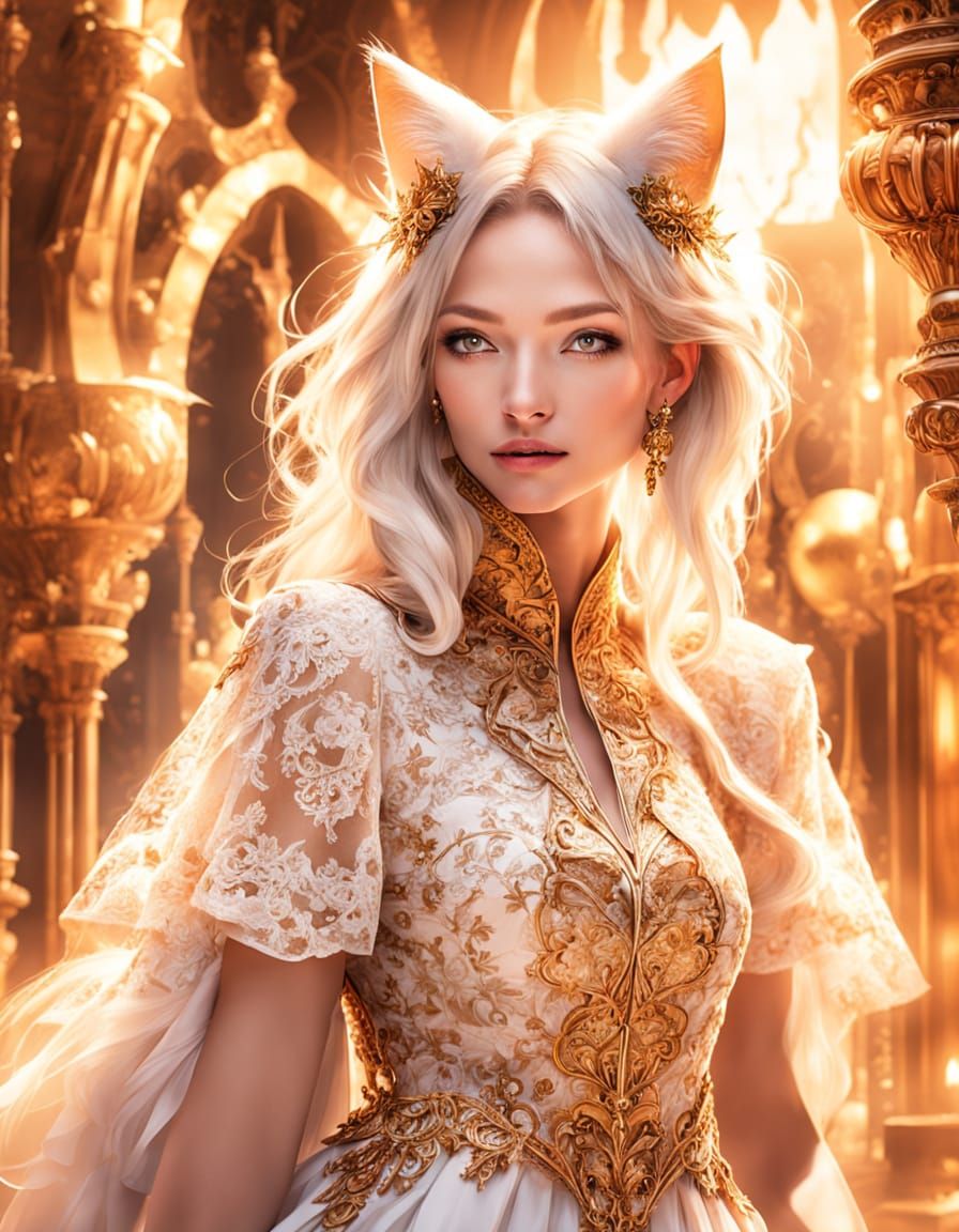 Elegant Kumiho Girl in Lace and Gold