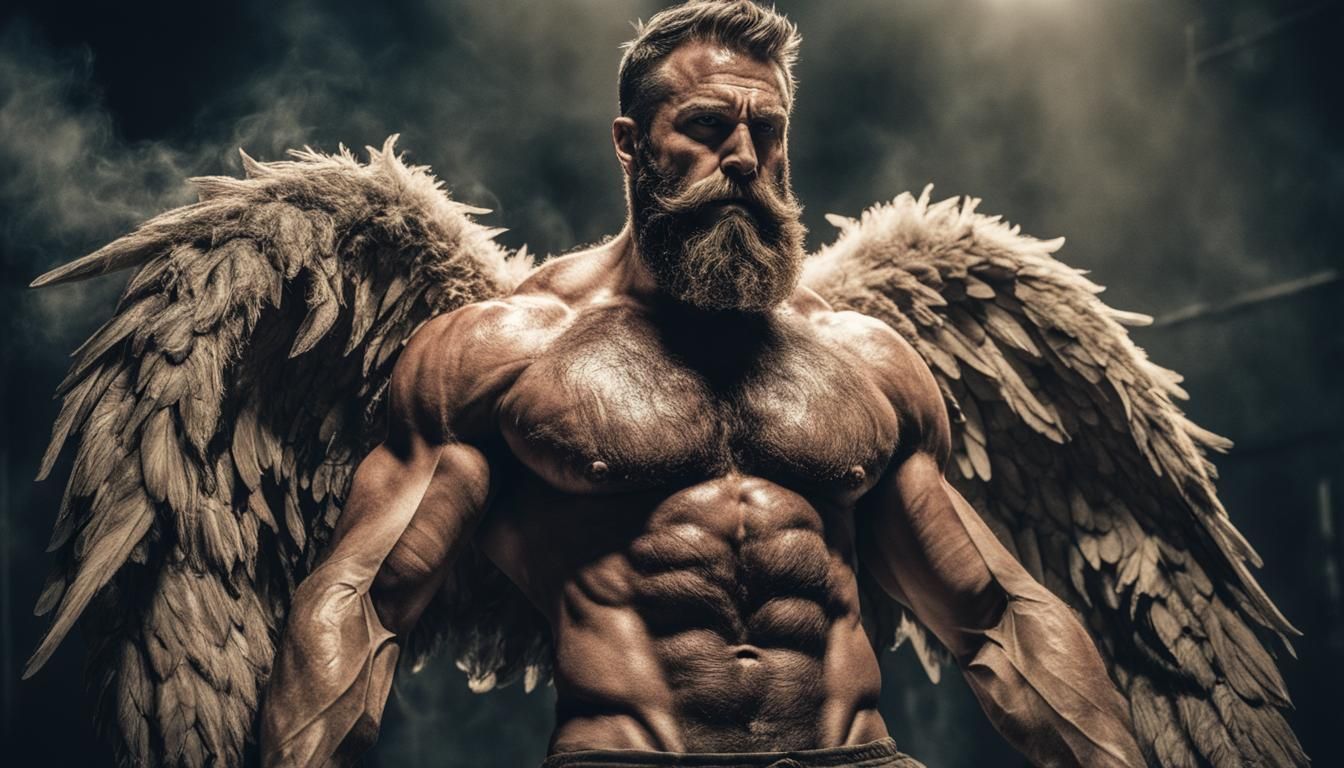 Cinematic Angel: Muscular and Hairy Film Still