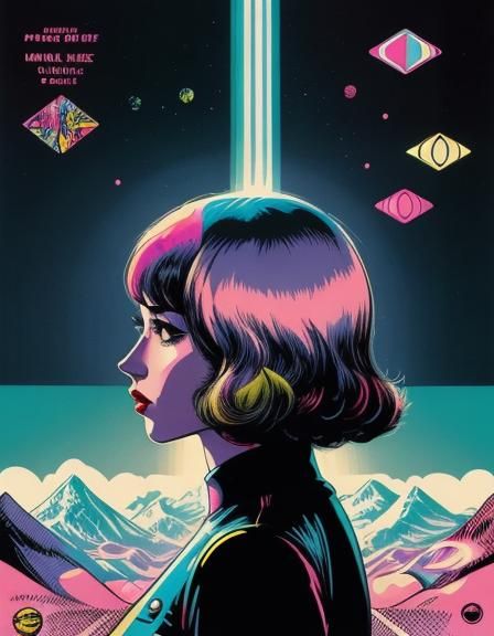 Psychedelic 1970s Pop Art Screenprint Poster